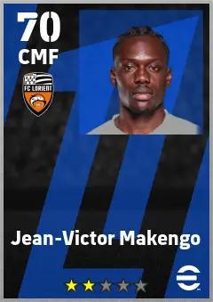 Jean-Victor Makengo eFootball 2026 player card — 70 OVR CMF