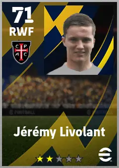 Jeremy Livolant eFootball 2026 player card — 71 OVR RWF