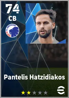 Pantelis Hatzidiakos eFootball 2026 player card — 74 OVR CB