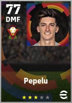 Pepelu eFootball 2026 player card — 77 OVR DMF
