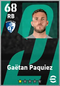 Gaetan Paquiez eFootball 2026 player card — 68 OVR RB