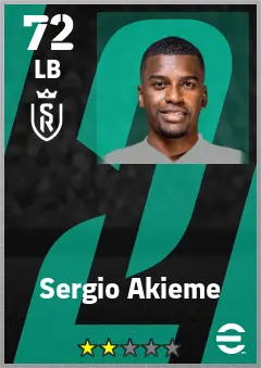 Sergio Akieme eFootball 2026 player card — 72 OVR LB