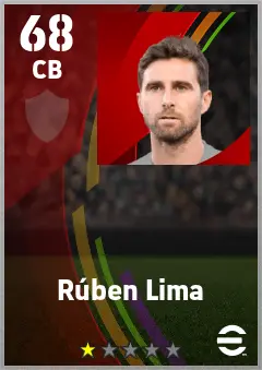 Ruben Lima eFootball 2026 player card — 68 OVR CB
