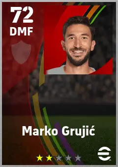 Marko Grujic eFootball 2026 player card — 72 OVR DMF