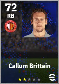 Callum Brittain eFootball 2026 player card — 72 OVR RB