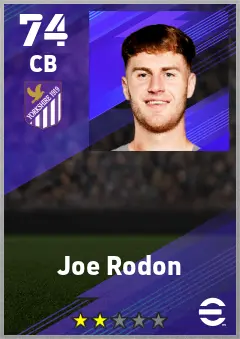 Joe Rodon eFootball 2026 player card — 74 OVR CB