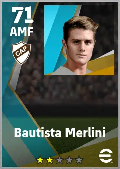Bautista Merlini eFootball 2026 player card — 71 OVR AMF