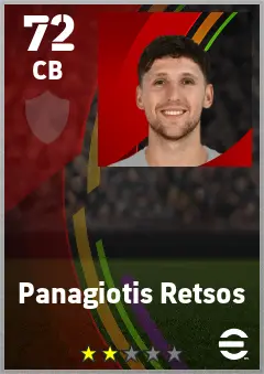 Panagiotis Retsos eFootball 2026 player card — 72 OVR CB