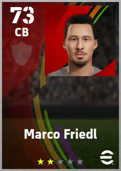 Marco Friedl eFootball 2026 player card — 73 OVR CB