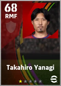 Takahiro Yanagi eFootball 2026 player card — 68 OVR RMF