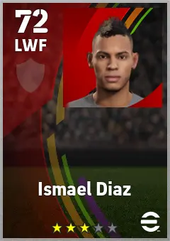 Ismael Diaz eFootball 2026 player card — 72 OVR LWF