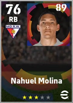 Nahuel Molina eFootball 2026 player card — 76 OVR RB