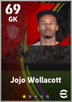 Jojo Wollacott eFootball 2026 player card — 69 OVR GK