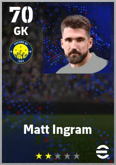 Matt Ingram eFootball 2026 player card — 70 OVR GK