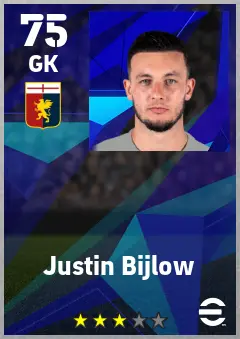Justin Bijlow eFootball 2026 player card — 75 OVR GK