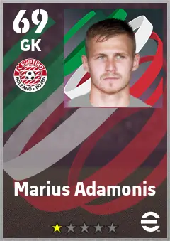 Marius Adamonis eFootball 2026 player card — 69 OVR GK