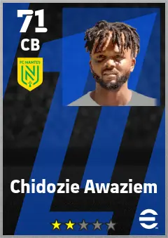 Chidozie Awaziem eFootball 2026 player card — 71 OVR CB