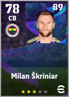 Milan Skriniar eFootball 2026 player card — 78 OVR CB