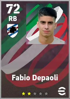 Fabio Depaoli eFootball 2026 player card — 72 OVR RB