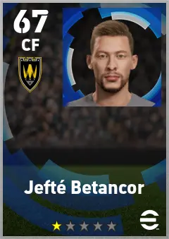 Jefte Betancor eFootball 2026 player card — 67 OVR CF