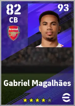 Gabriel Magalhaes eFootball 2026 player card — 82 OVR CB