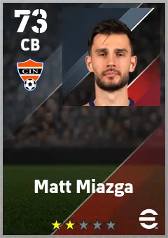 Matt Miazga eFootball 2026 player card — 73 OVR CB