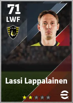 Lassi Lappalainen eFootball 2026 player card — 71 OVR LWF