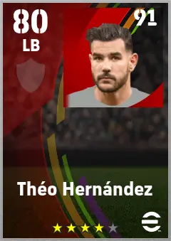 Theo Hernandez eFootball 2026 player card — 80 OVR LB