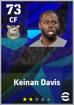 Keinan Davis eFootball 2026 player card — 73 OVR CF