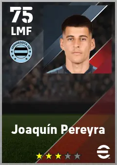 Joaquin Pereyra eFootball 2026 player card — 75 OVR LMF