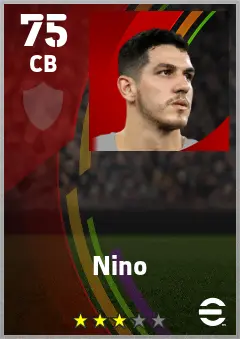 Nino eFootball 2026 player card — 75 OVR CB
