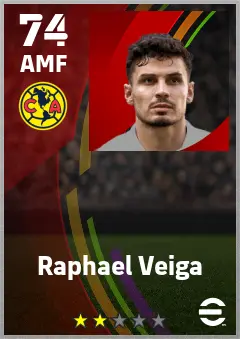 Raphael Veiga eFootball 2026 player card — 74 OVR AMF