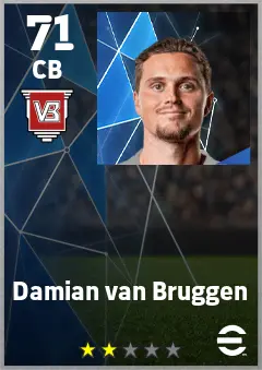Damian van Bruggen eFootball 2026 player card — 71 OVR CB