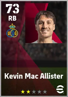 Kevin Mac Allister eFootball 2026 player card — 73 OVR RB