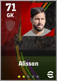 Alisson eFootball 2026 player card — 71 OVR GK