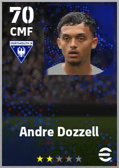 Andre Dozzell eFootball 2026 player card — 70 OVR CMF