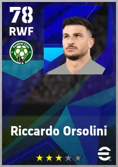 Riccardo Orsolini eFootball 2026 player card — 78 OVR RWF