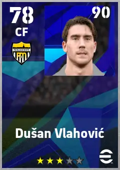 Dusan Vlahovic eFootball 2026 player card — 78 OVR CF