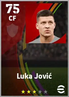 Luka Jovic eFootball 2026 player card — 75 OVR CF