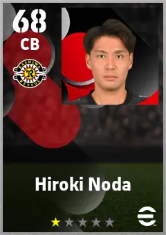 Hiroki Noda eFootball 2026 player card — 68 OVR CB