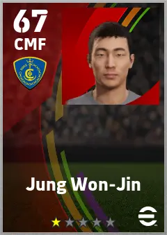 Jung Won-Jin eFootball 2026 player card — 67 OVR CMF
