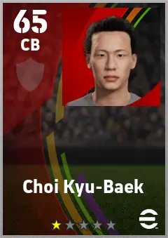 Choi Kyu-Baek eFootball 2026 player card — 65 OVR CB