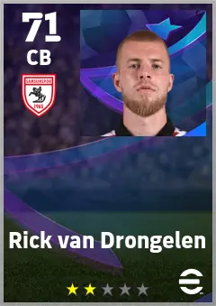 Rick van Drongelen eFootball 2026 player card — 71 OVR CB