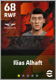 Ilias Alhaft eFootball 2026 player card — 68 OVR RWF