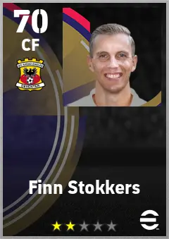 Finn Stokkers eFootball 2026 player card — 70 OVR CF