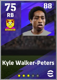 Kyle Walker-Peters eFootball 2026 player card — 75 OVR RB