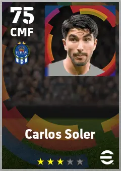 Carlos Soler eFootball 2026 player card — 75 OVR CMF