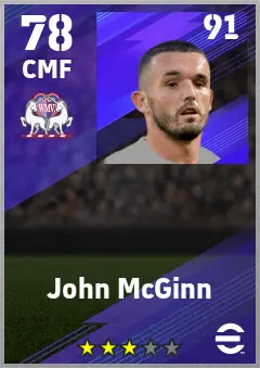 John McGinn eFootball 2026 player card — 78 OVR CMF