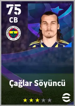 Caglar Soyuncu eFootball 2026 player card — 75 OVR CB