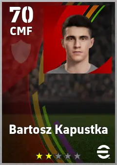 Bartosz Kapustka eFootball 2026 player card — 70 OVR CMF